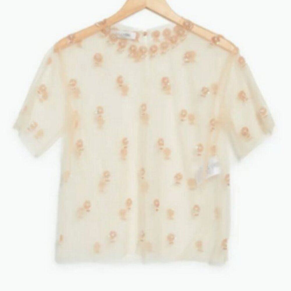 Valentino Ricamato Embellished Blouse champaign colored size 6